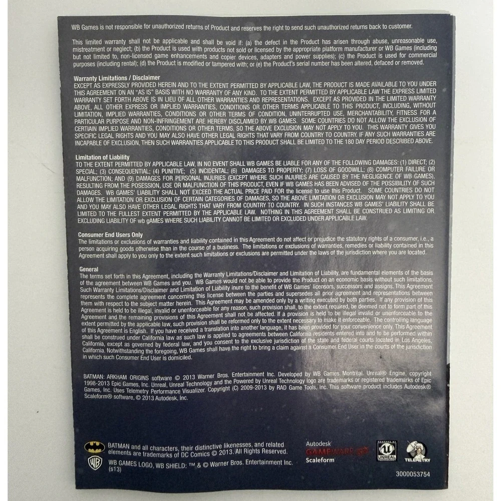 Batman Arkham Origins - Sony PS3 - CIB - Case Disc Manual‎ Knightfall Pack